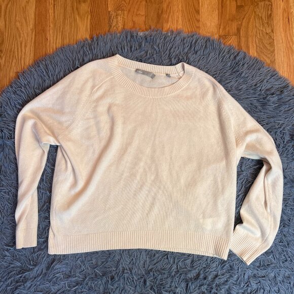 Vince Cream 100% Cashmere Crew Neck Oversized Sweater Size M - Picture 1 of 6